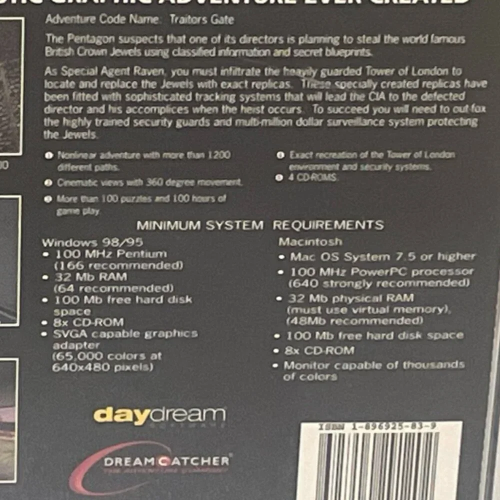 Traitors Gate (PC, 2000) Windows / Mac 4 Disc and instructions